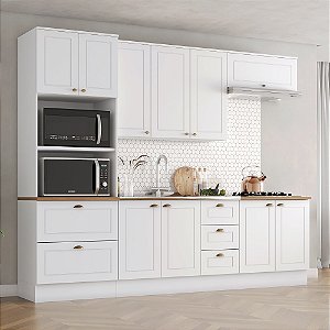 Cozinha Modulada 05 Pçs - Linha Americana - Branco - Móveis Henn