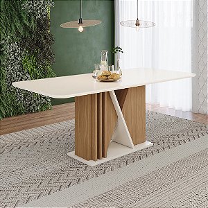 Mesa Retangular Valine 200cm - Ref. SC142 - Off White - Móveis Henn