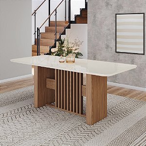 Mesa Retangular Vivian 200cm - Ref. SC159 - Off White - Móveis Henn