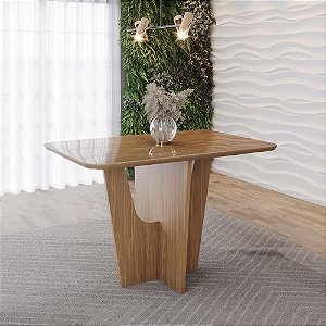 Mesa Vertice Retangular 120cm c/ Vidro - Ref. SC156-128 - Nature - Moveis Henn