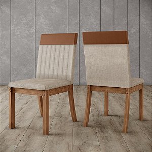Kit 04 Cadeiras Isa Plus (04 un.)- Ref. S43-547 - Caramelo/Linho - Moveis Henn