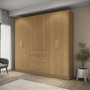 Roupeiro 250cm 06 Portas 04 Gavetas - Ref. T585 - Canela - Kappesberg