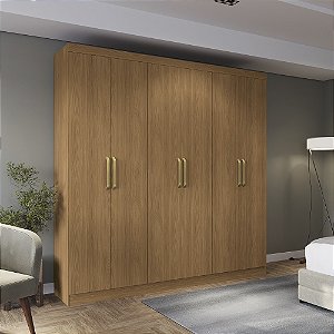 Roupeiro 230cm 06 Portas 02 Gavetas - Ref. T584 - Canela - Kappesberg