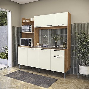 Cozinha Compacta 182cm - Ref. T781 - Canela/Off White - Móveis Kappesberg