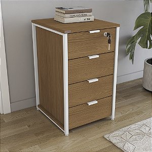 Balcão Gaveteiro 04 Gavetas - Ref. LI045 - Canela/Branco - Linha Industrial - Kappesberg