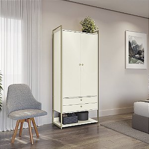 Armario 02 Portas - Ref. LI048 - Off White/Dourado - Linha Industrial - Kappesberg