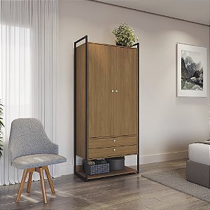 Armario 02 Portas - Ref. LI048 - Canela/Preto - Linha Industrial - Kappesberg