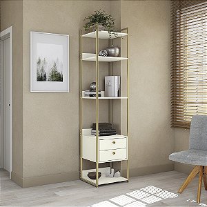 Armario Closet Prateleira - Ref. LI050 - Off White/Dourado - Linha Industrial - Kappesberg