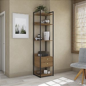 Armario Closet Prateleira - Ref. LI050 - Canela/Preto - Linha Industrial - Kappesberg