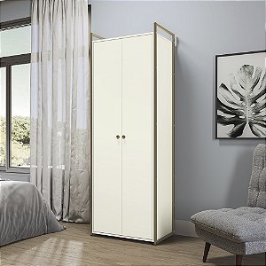 Armario 02 Portas Multiuso - Ref. LI052 - Off White/Dourado - Linha Industrial - Kappesberg