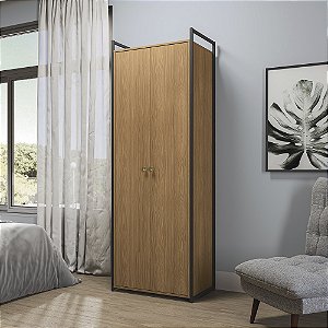 Armario 02 Portas Multiuso - Ref. LI052 - Canela/Preto - Linha Industrial - Kappesberg