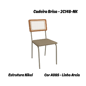 Par de Cadeiras Brisa - Ref. 2C148-NK - Linho Areia - Kappesberg Crome