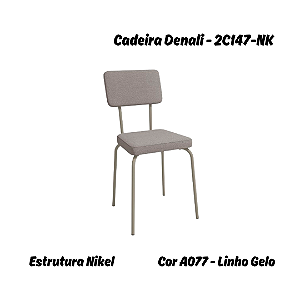 Par de Cadeiras Denali - Ref. 2C147-NK - Linho Gelo - Kappesberg Crome