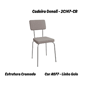 Par de Cadeiras Denali - Ref. 2C147-CR - Linho Gelo - Kappesberg Crome