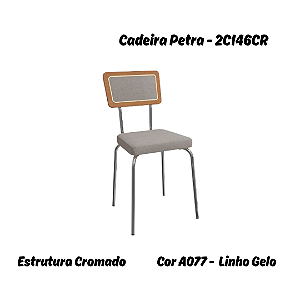 Par de Cadeiras Petra - Ref. 2C146-CR - Linho Gelo - Kappesberg Crome