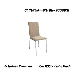 Par de Cadeiras Amsterdã - Ref. 2C091-CR - Linho Fendi - Kappesberg Crome
