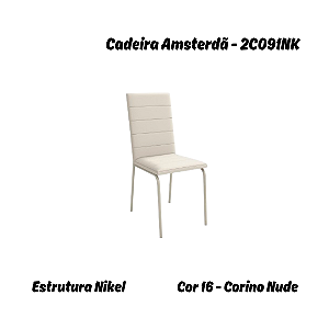 Par de Cadeiras Amsterdã - Ref. 2C091-NK - Corino Nude - Kappesberg Crome