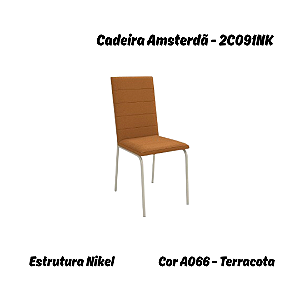 Par de Cadeiras Amsterdã - Ref. 2C091-NK - Bouclé Terracota - Kappesberg Crome