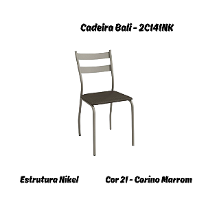 Par de Cadeiras Bali - Ref. 2C141-NK - Corino Marrom - Kappesberg Crome