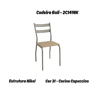 Par de Cadeiras Bali - Ref. 2C141-NK - Corino Capuccino - Kappesberg Crome