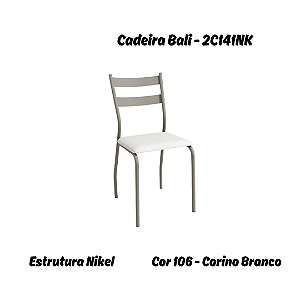 Par de Cadeiras Bali - Ref. 2C141-NK - Corino Branco - Kappesberg Crome