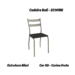 Par de Cadeiras Bali - Ref. 2C141-NK - Corino Preto - Kappesberg Crome