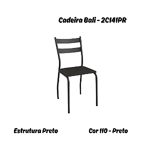 Par de Cadeiras Bali - Ref. 2C141-PR - Corino Preto - Kappesberg Crome