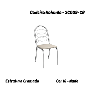 Par de Cadeiras Holanda - Ref. 2C009-CR - Nude - Kappesberg Crome