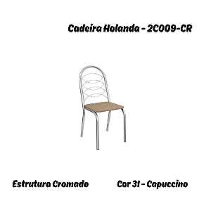 Par de Cadeiras Holanda - Ref. 2C009-CR - Capuccino - Kappesberg Crome