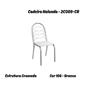 Par de Cadeiras Holanda - Ref. 2C009-CR - Corino Branco - Kappesberg Crome