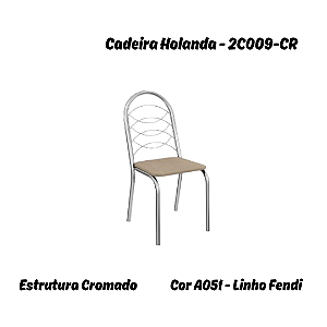 Par de Cadeiras Holanda - Ref. 2C009-CR - Linho Fendi - Kappesberg Crome