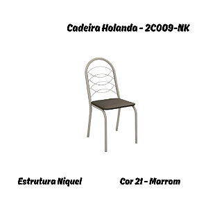 Par de Cadeiras Holanda - Ref. 2C009-NK - Corino Marrom - Kappesberg Crome