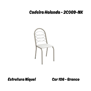 Par de Cadeiras Holanda - Ref. 2C009-NK - Corino Branco - Kappesberg Crome
