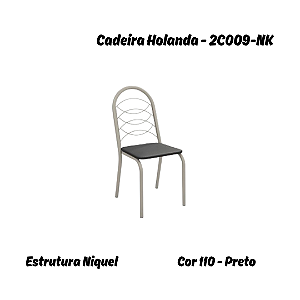 Par de Cadeiras Holanda - Ref. 2C009-NK - Corino Preto - Kappesberg Crome
