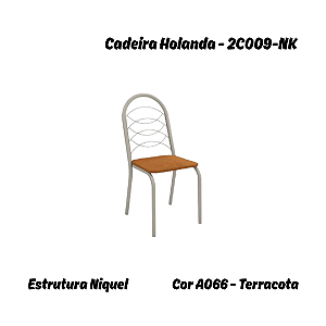 Par de Cadeiras Holanda - Ref. 2C009-NK - Bouclé Terracota - Kappesberg Crome