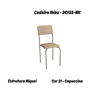 Par de Cadeiras Ibiza - Ref. 2C133-NK - Corino Capuccino - Kappesberg Crome