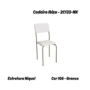 Par de Cadeiras Ibiza - Ref. 2C133-NK - Corino Branco - Kappesberg Crome