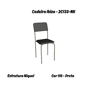 Par de Cadeiras Ibiza - Ref. 2C133-NK - Corino Preto - Kappesberg Crome