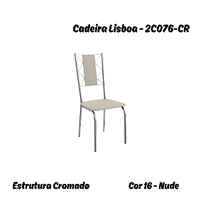 Par de Cadeiras Lisboa - Ref. 2C076-CR - Corino Nude - Kappesberg Crome
