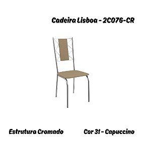 Par de Cadeiras Lisboa - Ref. 2C076-CR - Corino Capuccino - Kappesberg Crome