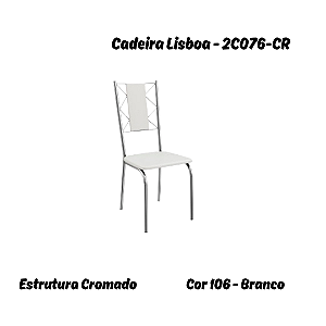 Par de Cadeiras Lisboa - Ref. 2C076-CR - Corino Branco - Kappesberg Crome