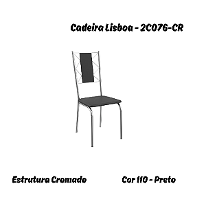Par de Cadeiras Lisboa - Ref. 2C076-CR - Corino Preto - Kappesberg Crome