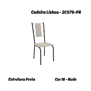 Par de Cadeiras Lisboa - Ref. 2C076-PR - Corino Nude - Kappesberg Crome