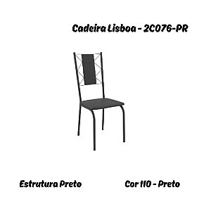 Par de Cadeiras Lisboa - Ref. 2C076-PR - Corino Preto - Kappesberg Crome