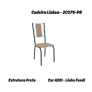Par de Cadeiras Lisboa - Ref. 2C076-PR - Linho Fendi - Kappesberg Crome