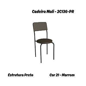 Par de Cadeiras Mali - Ref. 2C136-PR - Corino Marrom - Kappesberg Crome
