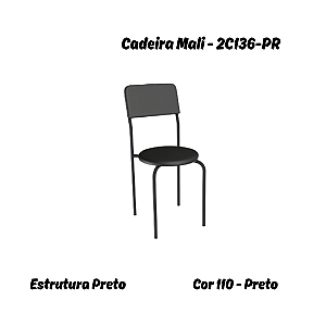 Par de Cadeiras Mali - Ref. 2C136-PR - Corino Preto - Kappesberg Crome