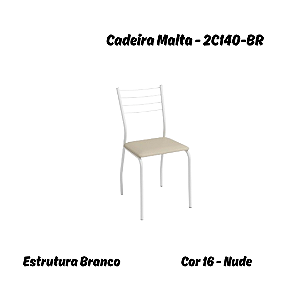 Par de Cadeiras Malta - 2C140-BR - Corino Nude - Kappesberg Crome