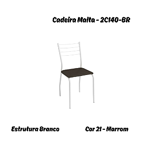 Par de Cadeiras Malta - 2C140-BR - Corino Marrom - Kappesberg Crome