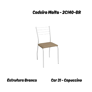 Par de Cadeiras Malta - 2C140-BR - Corino Capuccino - Kappesberg Crome